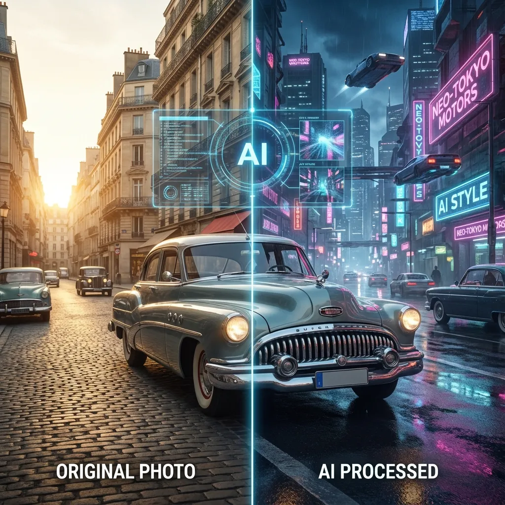AI इमेज एडिटिंग का पहले और बाद का तुलना